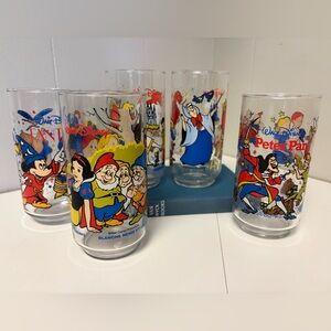 Set of 5 Vintage 80s Walt Disney Coca Cola Promotional Glasses from McDonald’s